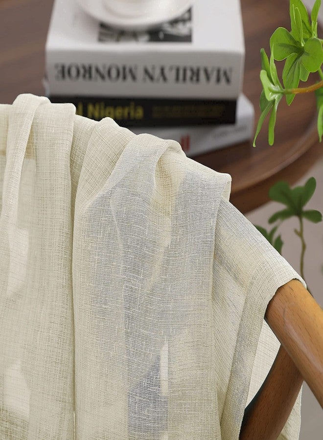 Pitalk Tier Curtains 30 Inch Length for Small Windows Set Rod Pocket Cafe Curtain Semi Sheer Linen Textured RV Camper Farmhouse Kitchen Curtains for Bathroom Window Curtains Short Basement Cream Beige - Image 4